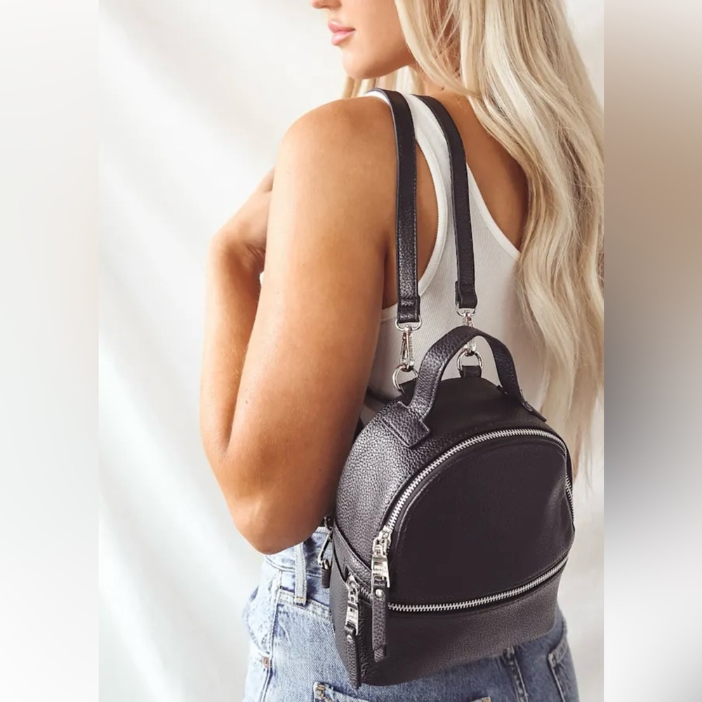 Steve Madden Jacki Black Convertible Mini Backpack